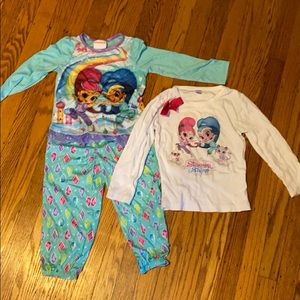 Girls shimmer shine bundle, pajamas and top, 4t